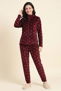 Zivame Minky Fur Knit Poly Winter Lifewear Set - Chocolate Truffle — thumbnail 2